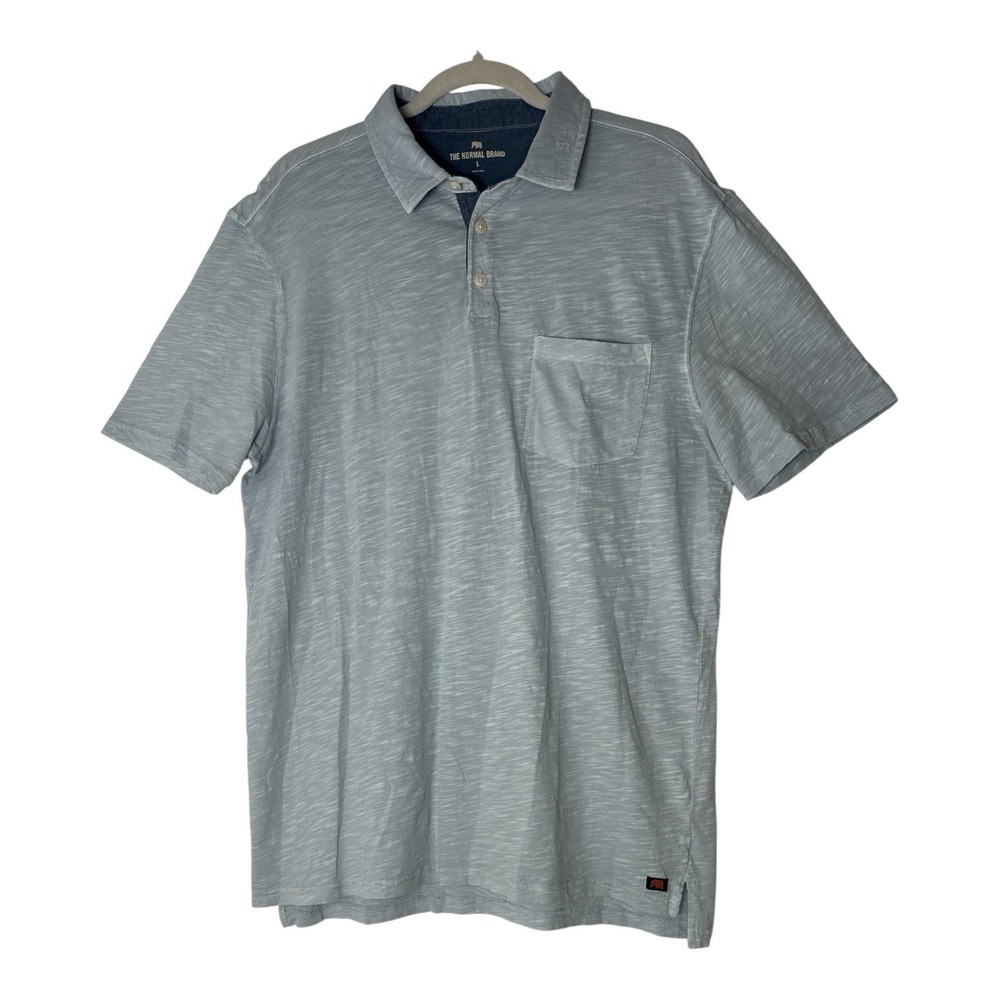 The Normal Brand Men's Polo Shirt Large Blue Short Sleeve 100% cotton Pocket
